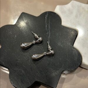 Anthropologie Elegant Silver Teardrop Earrings